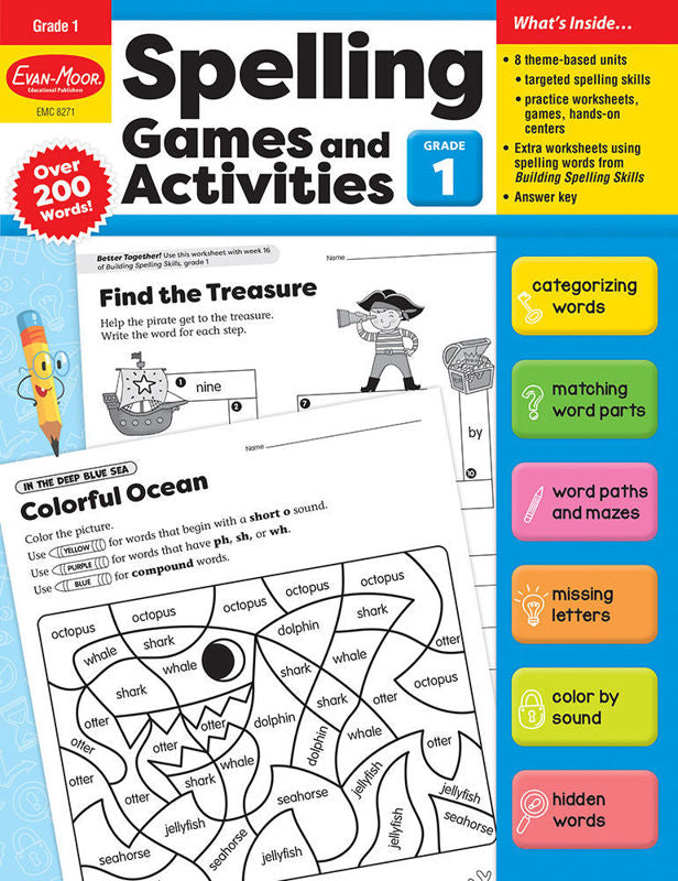 >Evan-Moor Grade 1 Spelling Games and Activities