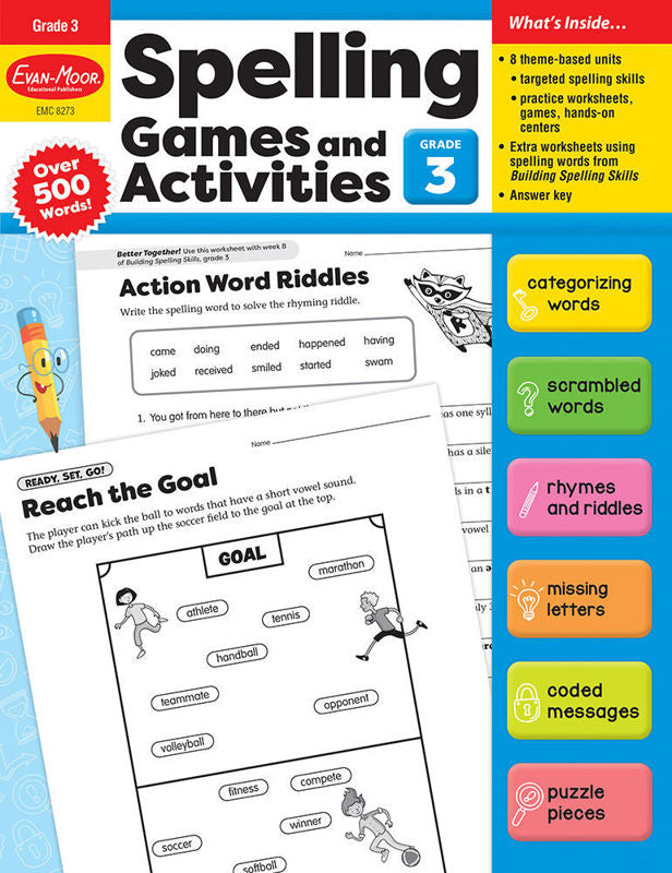 >Evan-Moor Grade 3 Spelling Games and Activities
