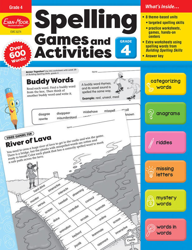 >Evan-Moor Grade 4 Spelling Games and Activities