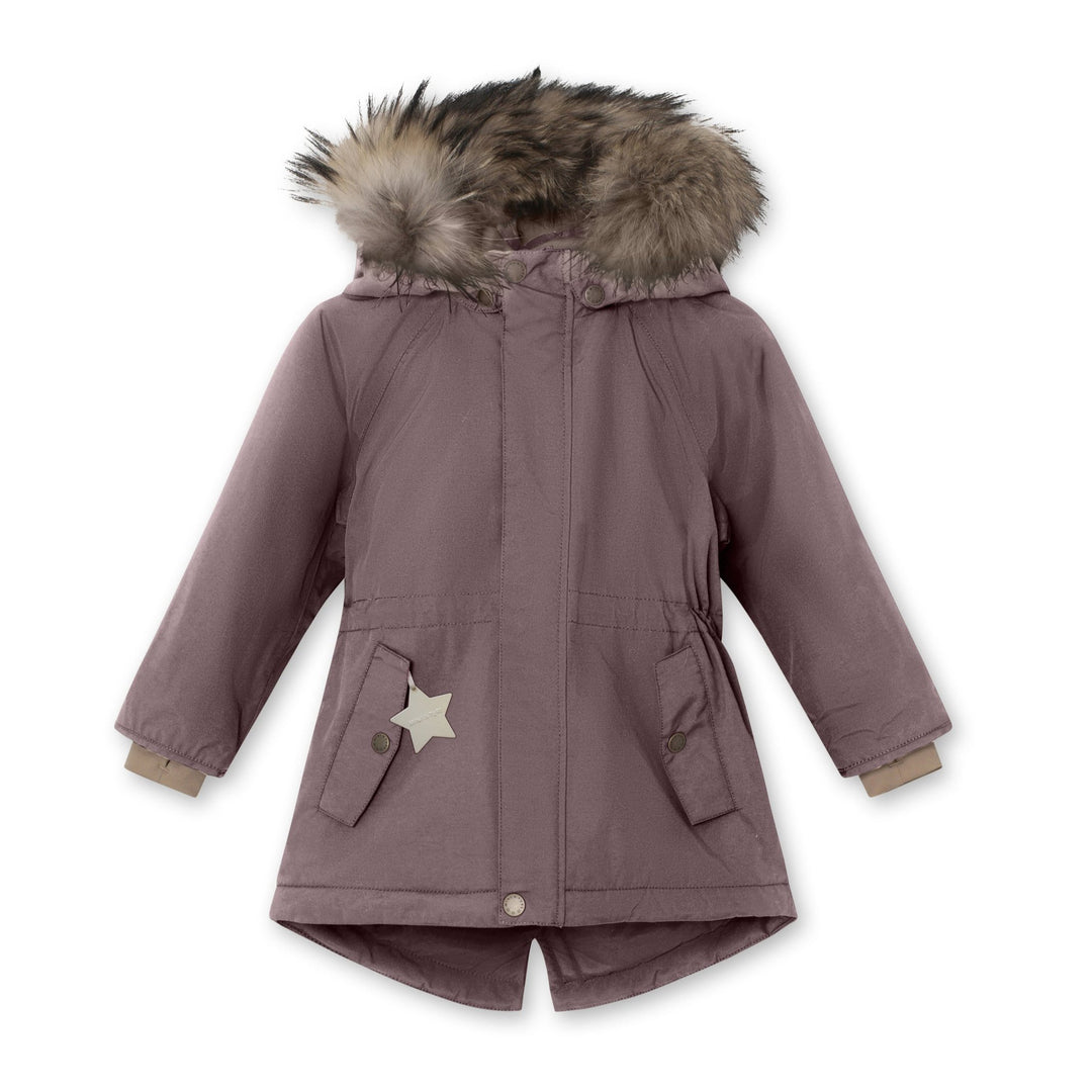 >MINI A TURE Kids Vikania Fleece Lined Winter Jacket w/ Fur - Peppercorn Plum