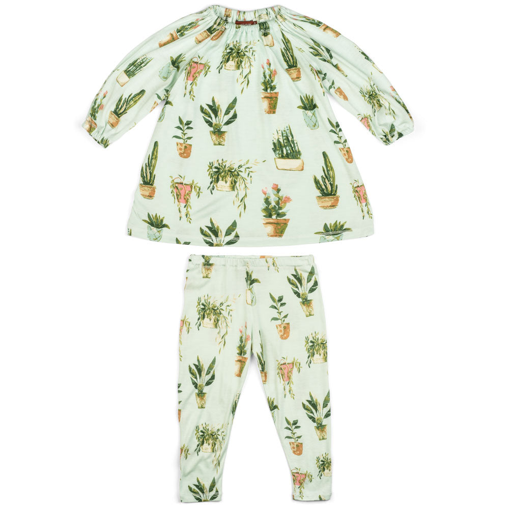 Milkbarn 15103 DRESS & LEGGING SET - POTTED PLANTS