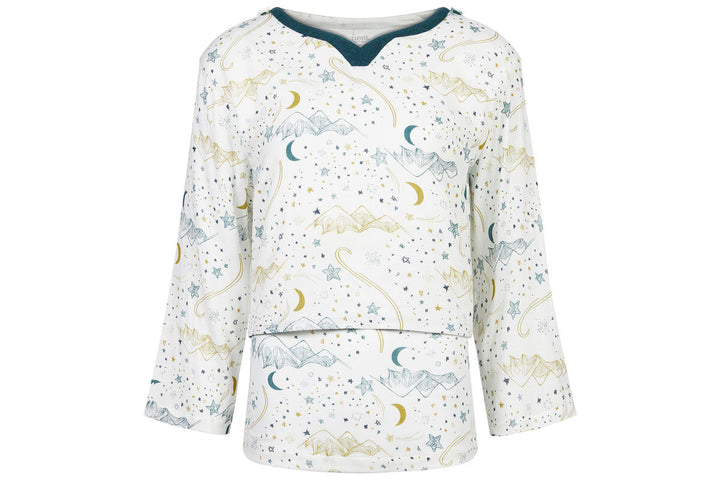 Nest Women's Bamboo Pima Long Sleeve Nursing Pj Set - Stars White