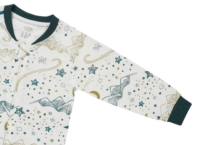 Nest Designs Kids/Baby Avocado Bamboo One Piece Zip Long Sleeve Footless Sleeper - Stars White