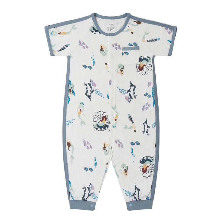 Nest Bamboo Pima Short Sleeve Romper - Splish Splash