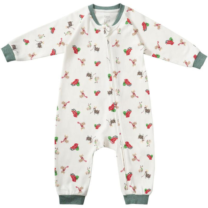 Nest Designs Kids/Baby Organic Cotton Long Sleeve Footless Sleeper - Sleigh All Day (Holiday)