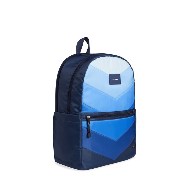 State Bags Kane Kids Double Pocket Large Backpack - Blue Chevron