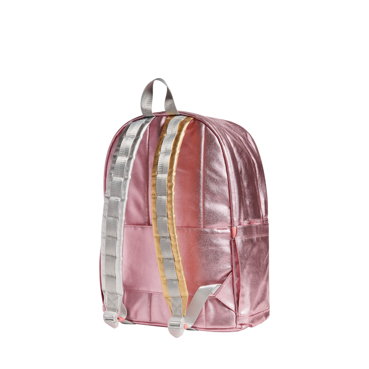 >State Bags Kane Kids Double Pocket Large Backpack in Pink/Silver