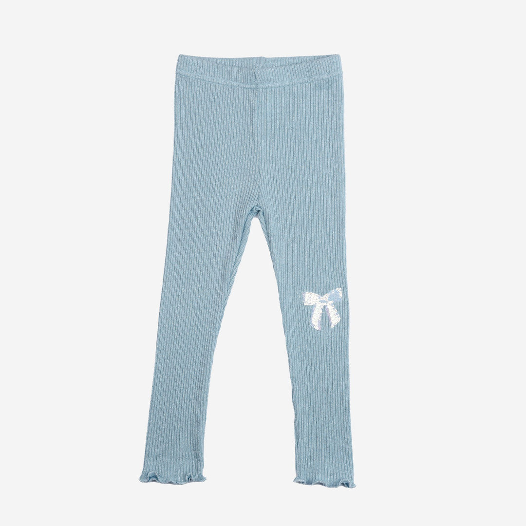 >Petite Hailey Girl Glitter Bow Frill Sweatshirt Set - Sky Blue