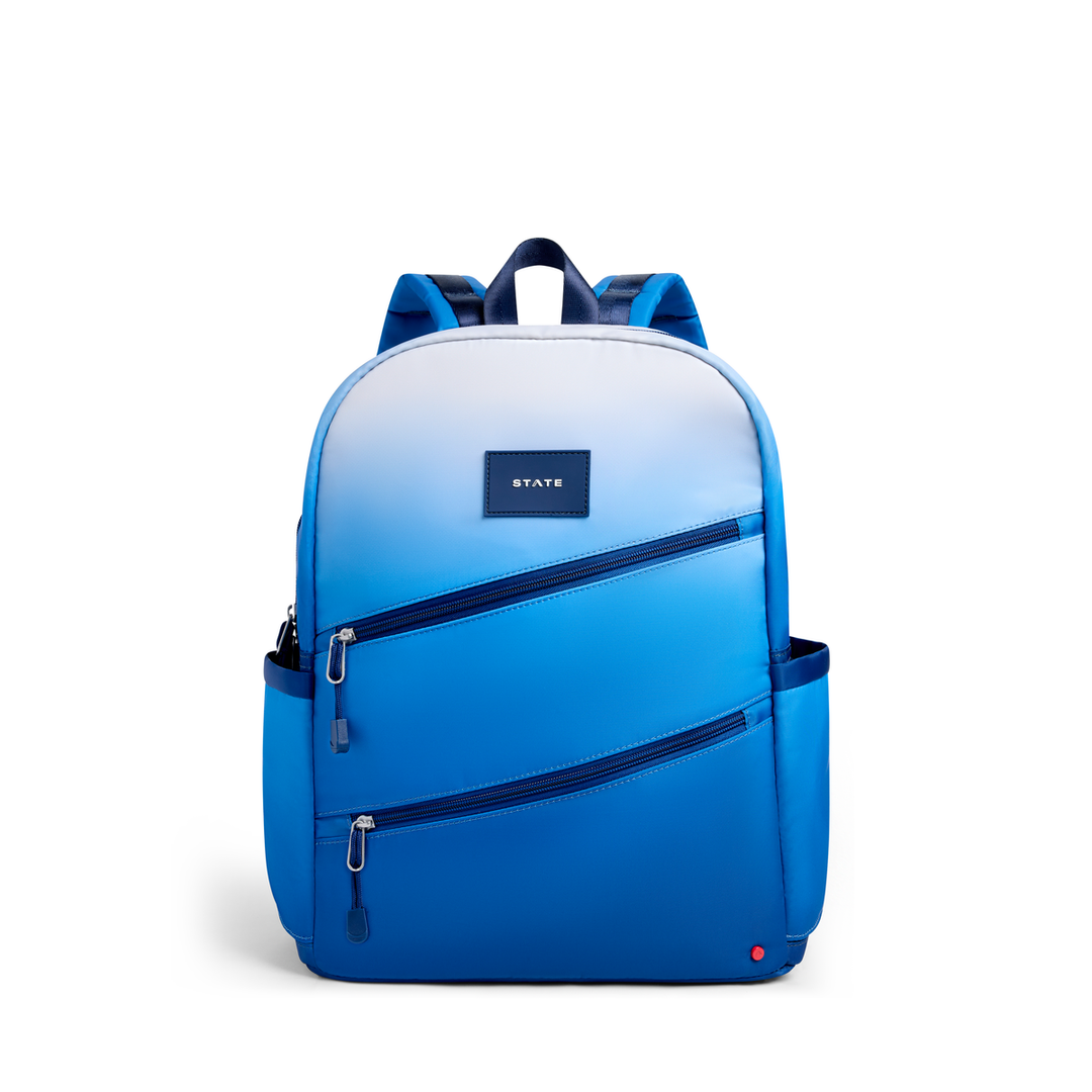 >State Bags Kane Kids Double Pocket Backpack - Blue Gradient Diagonal Zipper