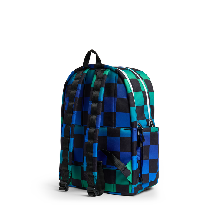 State Bags Kane Kids Double Pocket Large Backpack in Blue Checkerboard