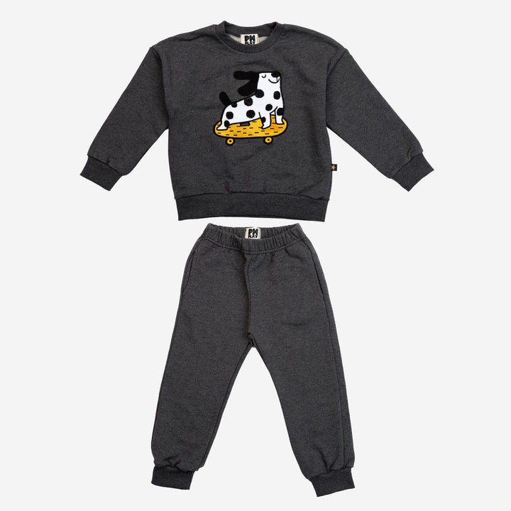 >Petite Hailey Kids Winston Dog Sweatshirts Set - Charcoal