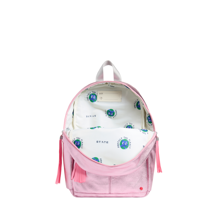 >State Bags Kane Kids Mini Backpack in Pink/Silver