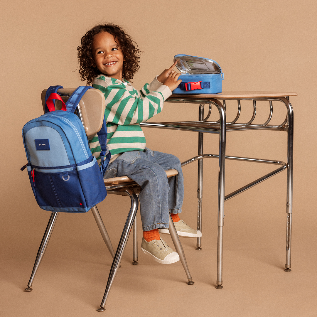 >State Bags Kane Kids Mini Backpack in Blue/Light Blue Colorblock