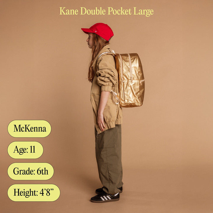 >State Bags Kane Kids Double Pocket Backpack in Pink/Silver