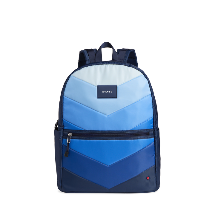 State Bags Kane Kids Double Pocket Large Backpack - Blue Chevron