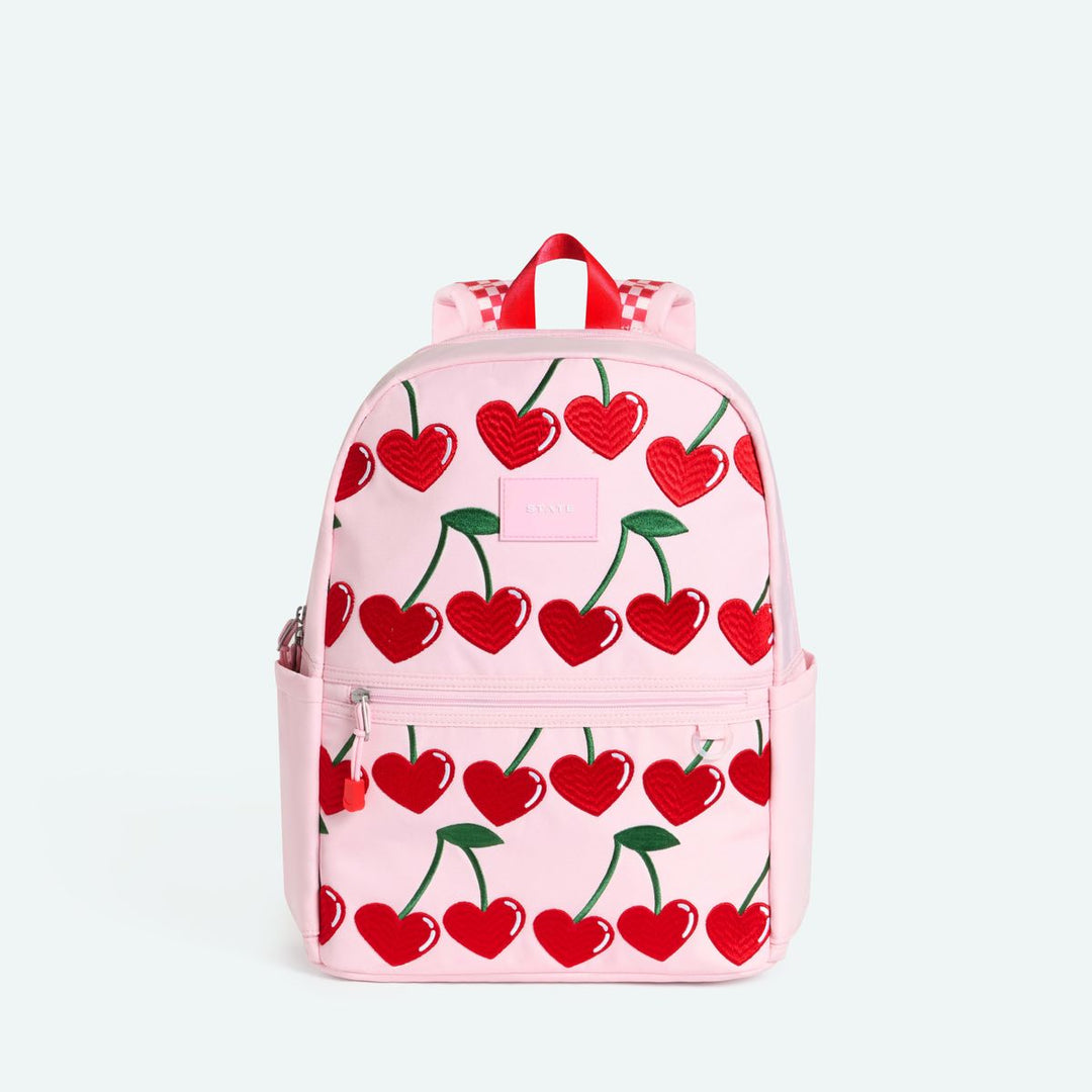 >State Bags Kane Kids Double Pocket Backpack - CHERRY