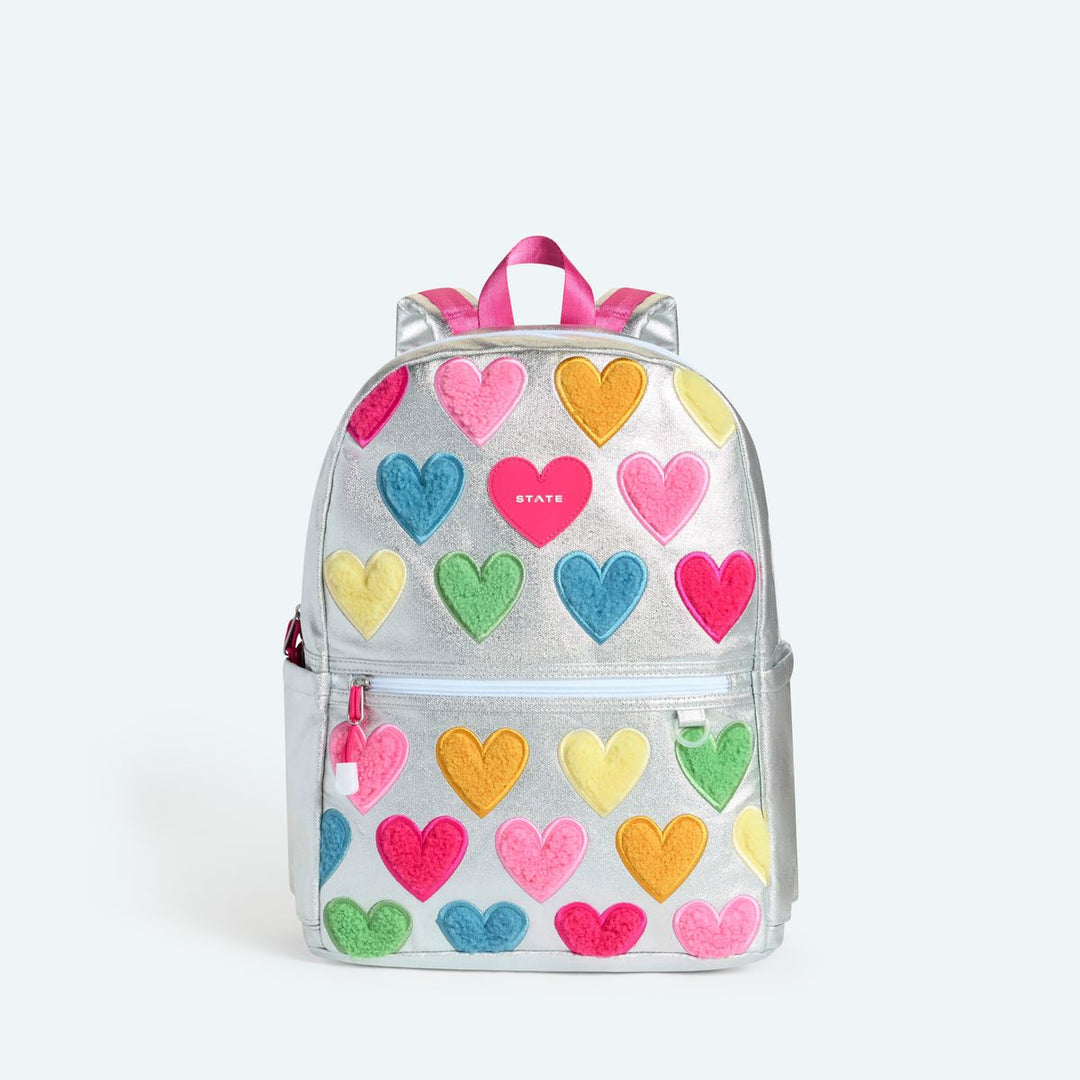 >State Bags Kane Kids Double Pocket Backpack - Happy Fuzzy Hearts