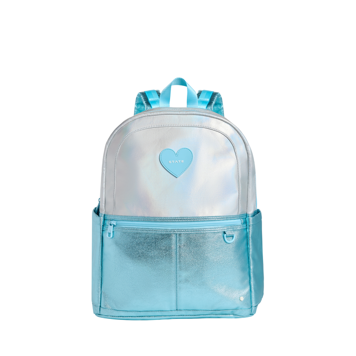 State Bags Kane Kids Double Pocket Large Backpack - Blue Iridescent