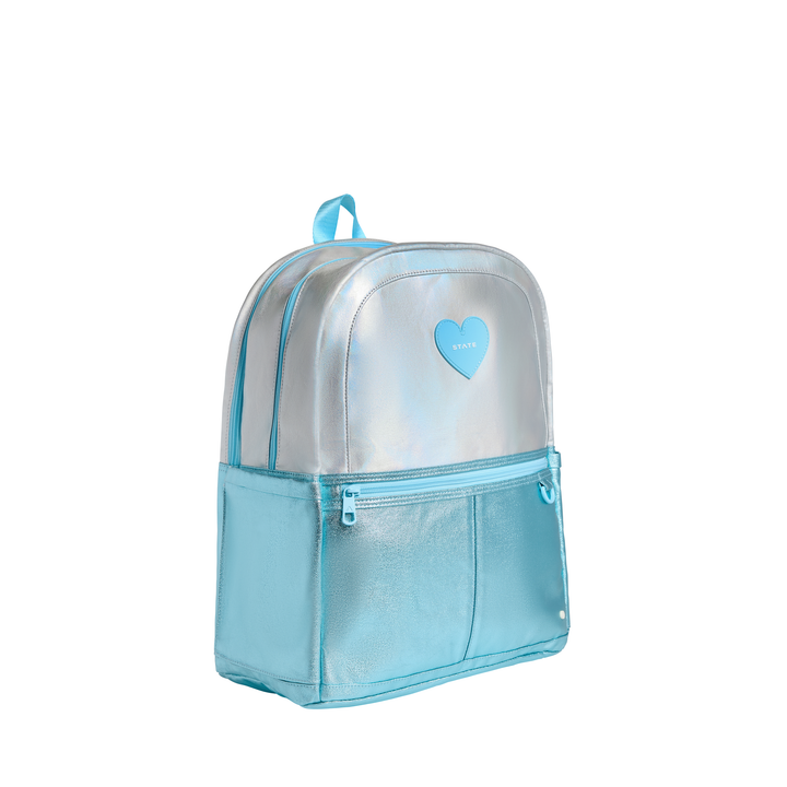 State Bags Kane Kids Double Pocket Large Backpack - Blue Iridescent