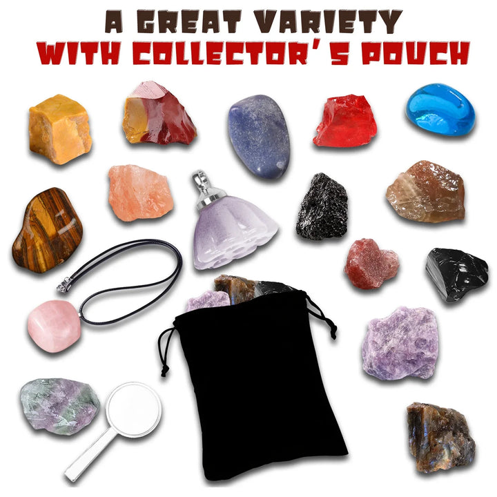 24 Days Christmas Countdown Calendar w/ 24-Grid Ore Polished Gemstones Surprise Blind Box Set
