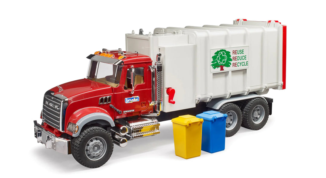 >Bruder 02811 MACK Granite Side loading garbage truck 23.6 x 7.3 x 10.2 inch