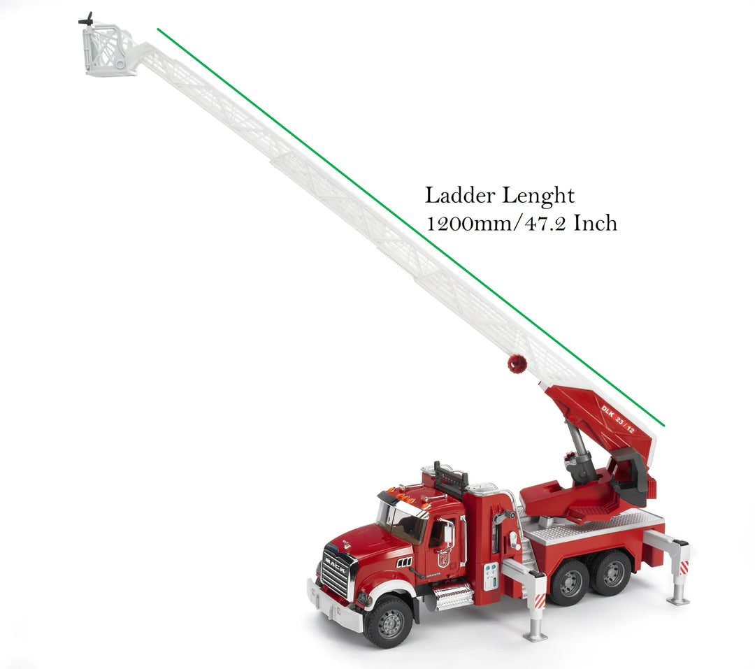 >Bruder 02821 MACK Granite Fire Engine w/ Water Pump and Light & Sound 24.8 x 7.9 x 10.4 inch