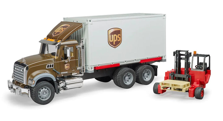 >Bruder 02828 MACK Granite UPS Logistics Truck and Forklift