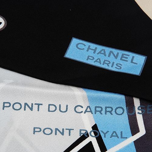 Chanel CC Silk Scarf - Paris Subway - Black/White/Blue