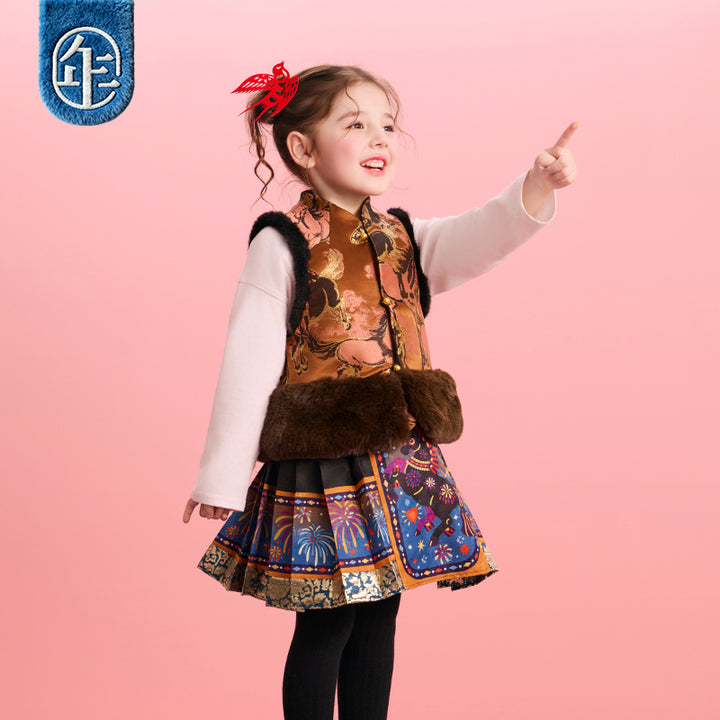 >Nian 年衣 大展鸿图中式马甲 - 岩石棕