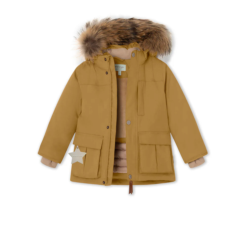MINI A TURE Kids MATKASTORIO Winter Jacket w/ Fur Hat - Medal Bronze