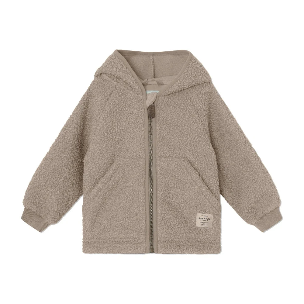 MINI A TURE Kids LIFF Teddy Jacket in Grey Brown