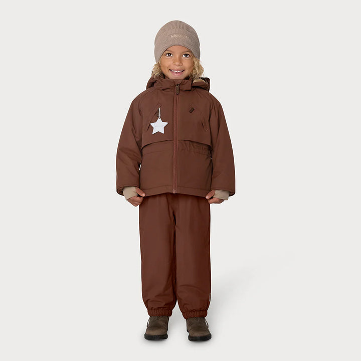 MINI A TURE Kids MATALGEANA Fleece Lined Winter Jacket - Rootbeer Brown