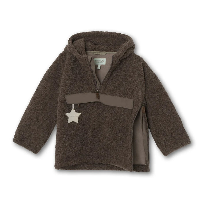 MINI A TURE Kids MATARMAN Sherpa Anorak Jacket - Morel Grey