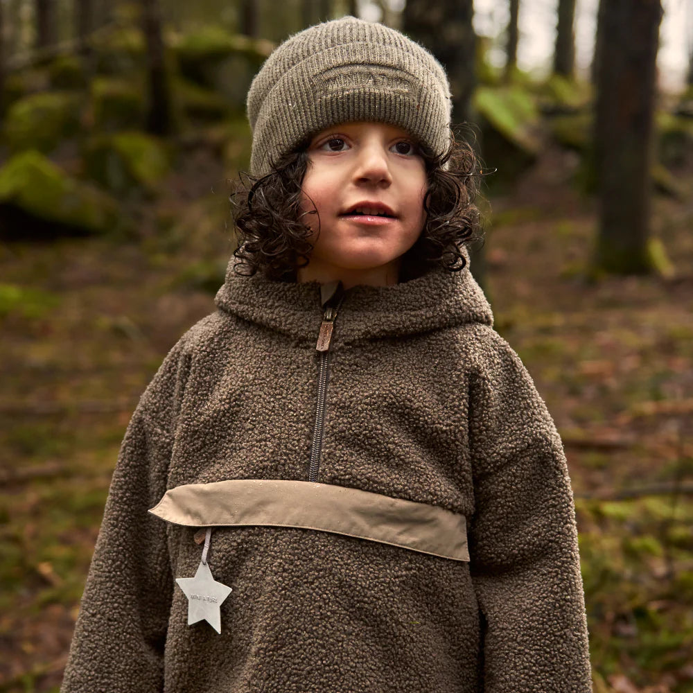 MINI A TURE Kids MATARMAN Sherpa Anorak Jacket - Morel Grey