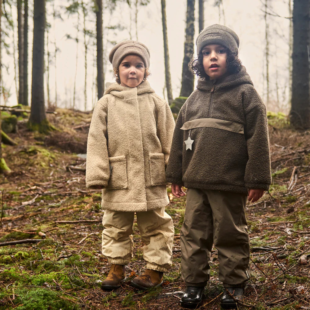 MINI A TURE Kids MATARMAN Sherpa Anorak Jacket - Morel Grey