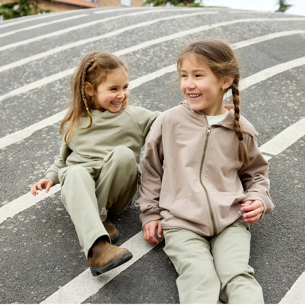 MINI A TURE Kids MATALFI+MATEVEN Zip Hoodie w/ Sweatpants Set - Grey Brown