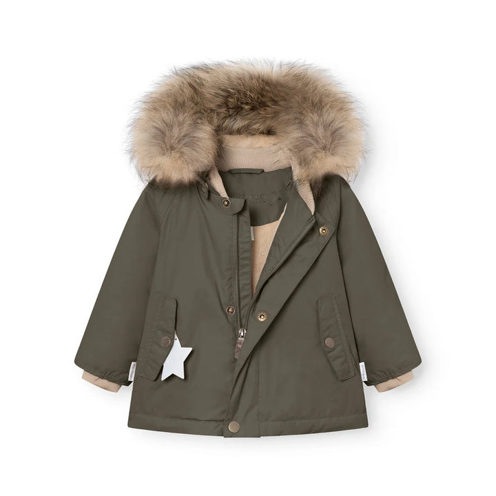 MINI A TURE Kids WANG Winter Jacket w/ Fur Hat - Olive Night