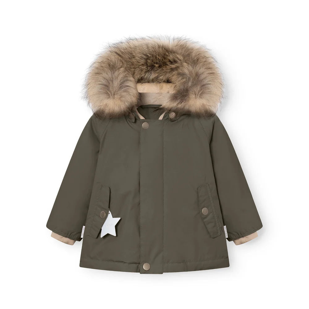 MINI A TURE Kids WANG Winter Jacket w/ Fur Hat - Olive Night