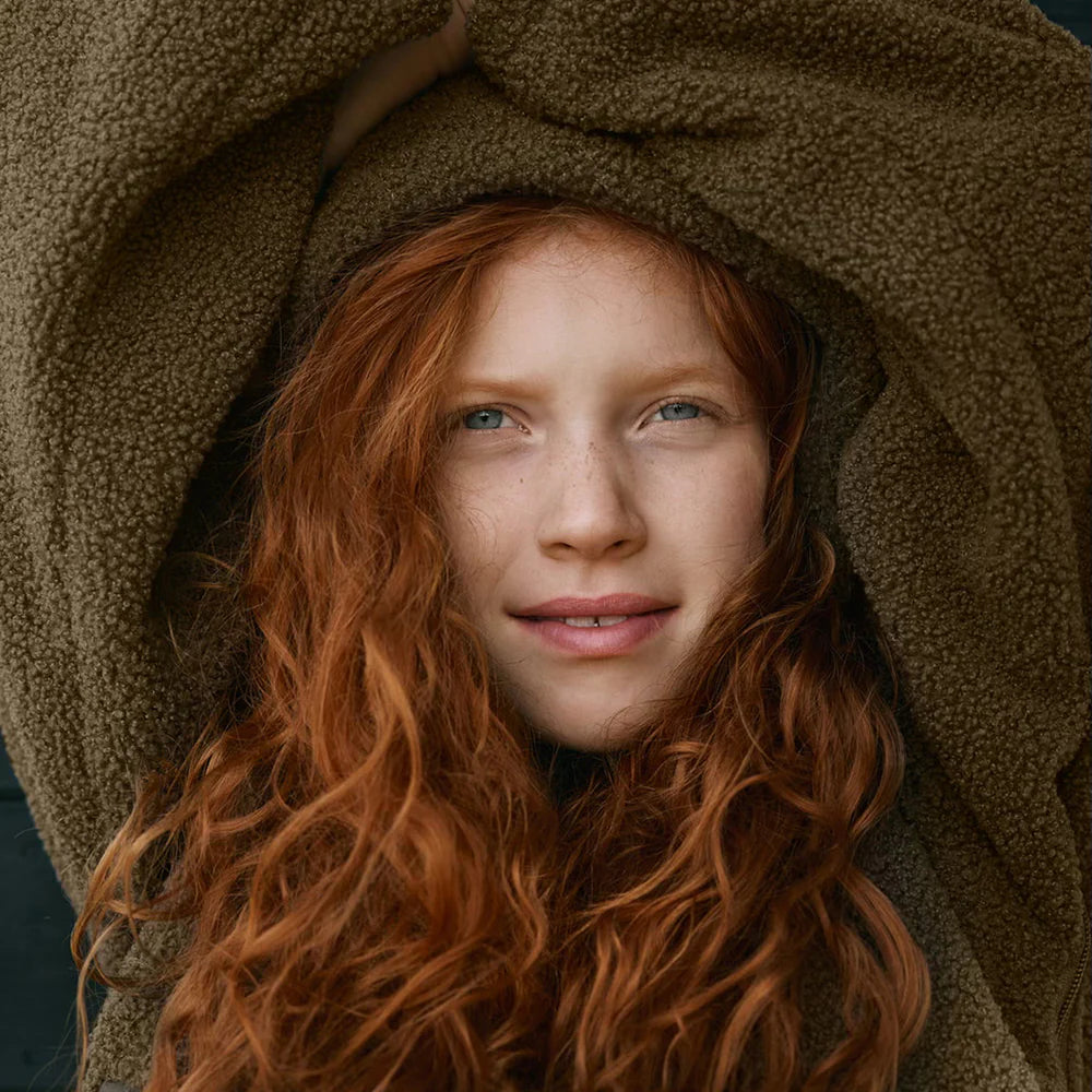 MINI A TURE Kids MATARMAN Sherpa Anorak Jacket - Capers Green