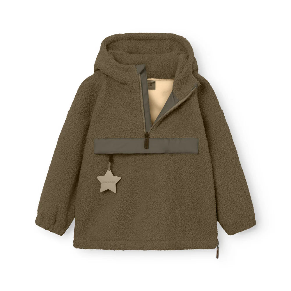 MINI A TURE Kids MATARMAN Sherpa Anorak Jacket - Capers Green