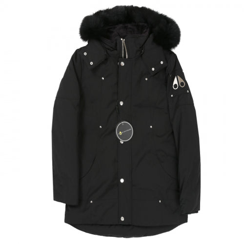 Moose Knuckles Kids Unisex Original Parka Winter Coat in Black / Black Fox Fur