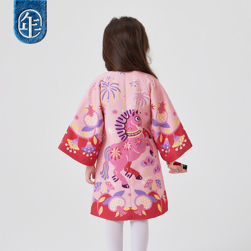 >Nian 年衣 盛世跃马旗袍裙 - 石蕊粉