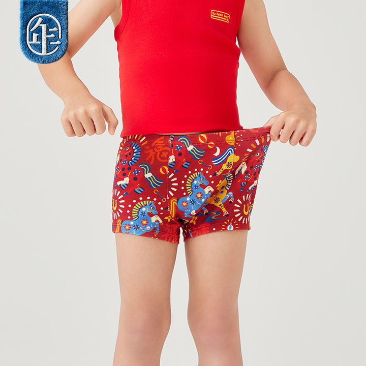 >Nian 年衣 盛世跃马内裤组合（男女同款） - 年衣红