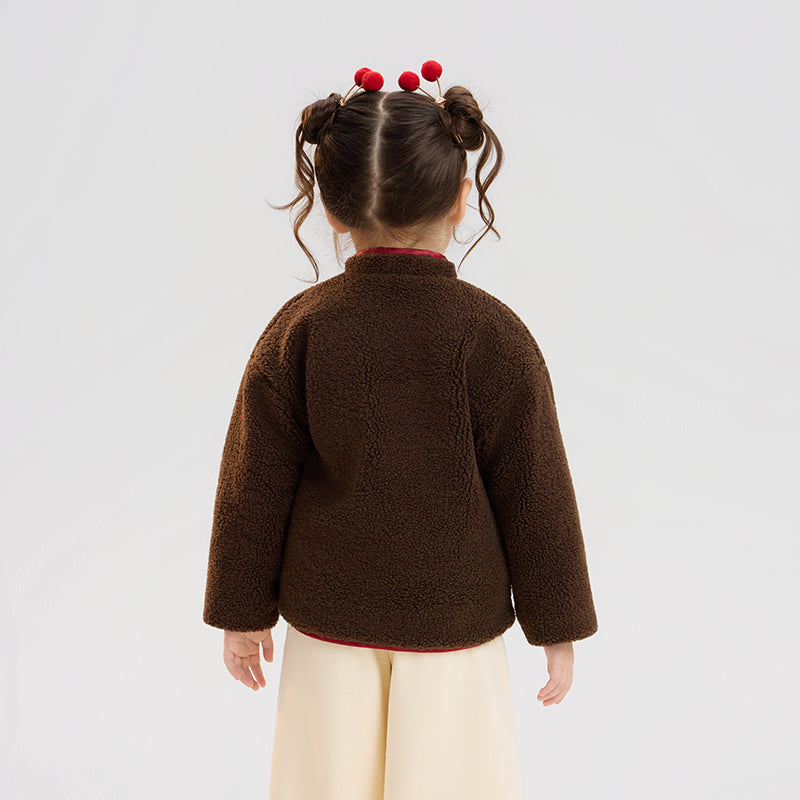 >Nian 年衣 喜乐戏马加绒外套 - 岩石棕