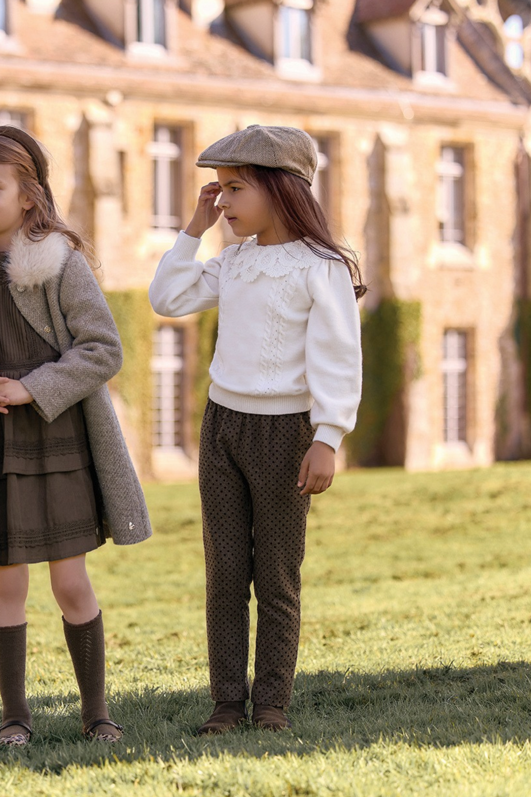 >Tartine et Chocolat Kids Wool Lace Collar Sweater - Ecru