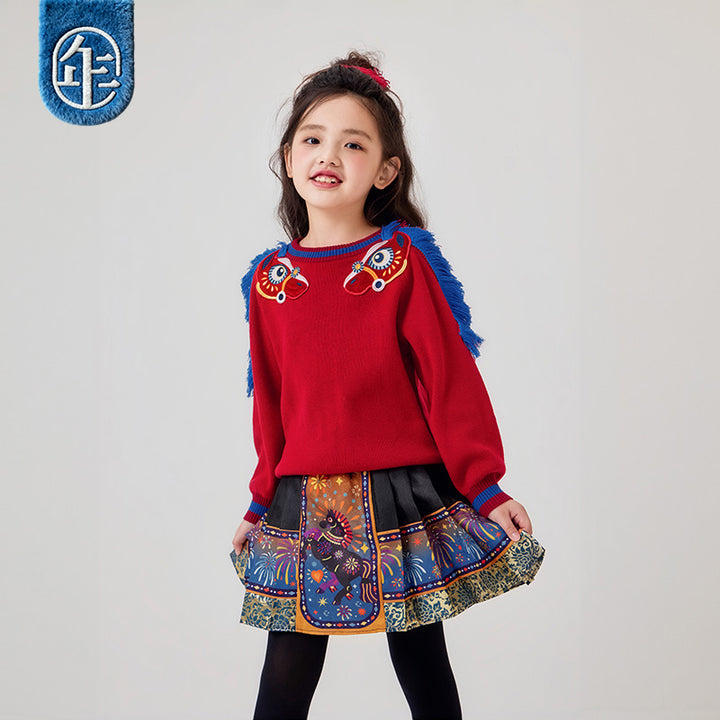 >Nian 年衣 盛世跃马短裙 - 河豚黑