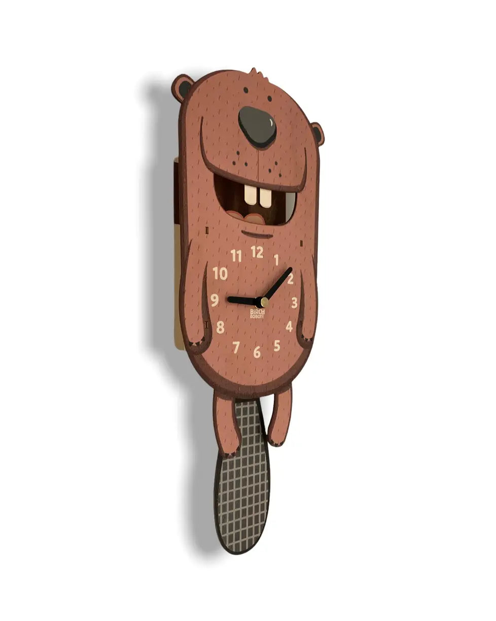 Birch Robot Chewy the Beaver Pendulum Clock