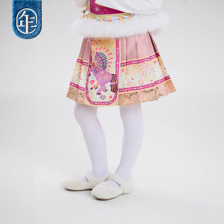 >Nian 年衣 盛世跃马短裙 - 石蕊粉