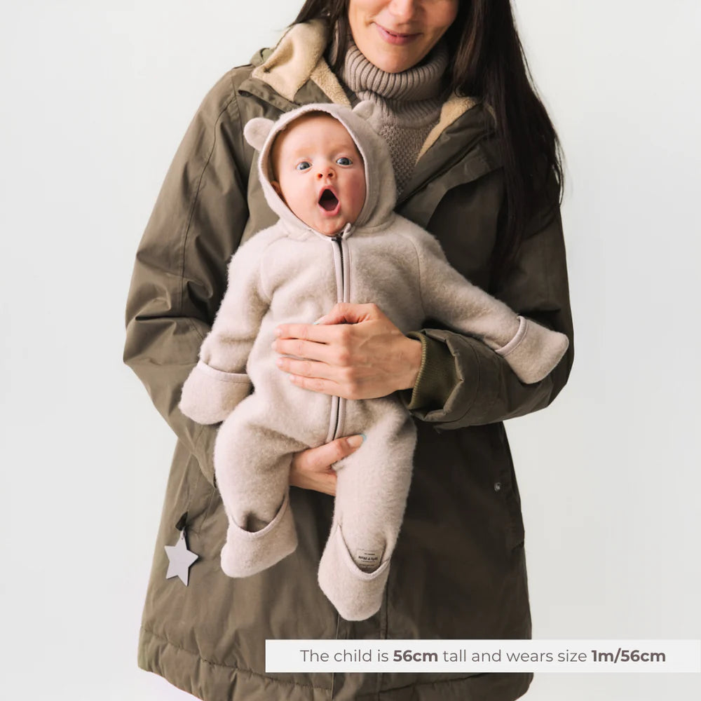 MINI A TURE Baby MATJELA Wool Fleece Jumpsuit - Sesame