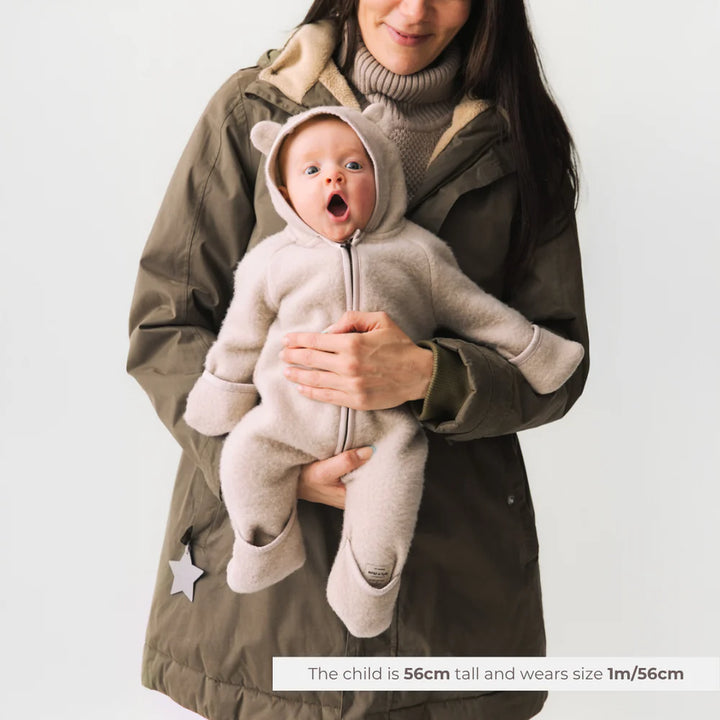MINI A TURE Baby MATJELA Wool Fleece Jumpsuit - Sesame